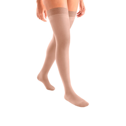 JOBST ACTIVA Sheer 15-20 mmHg Compression Stockings Thigh High with Lace Band with Lace Band, Closed Toe