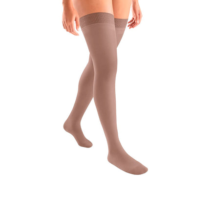 JOBST ACTIVA Sheer 8-15 mmHg Compression Stockings Thigh High with Lace Band, Closed Toe