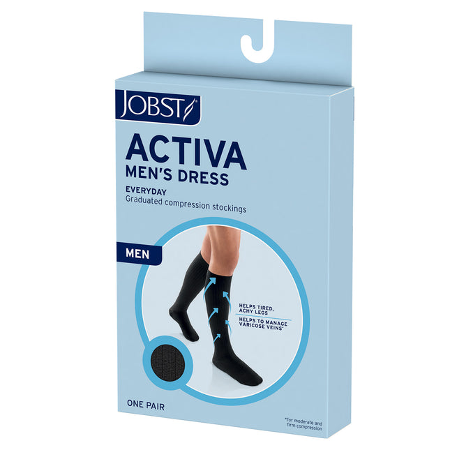 JOBST ACTIVA Men's Dress 8-15 mmHg Compression Socks Knee High, Closed Toe