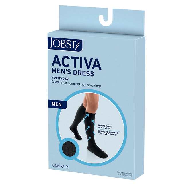 JOBST ACTIVA Men's Dress 15-20 mmHg Compression Socks Knee High, Closed Toe