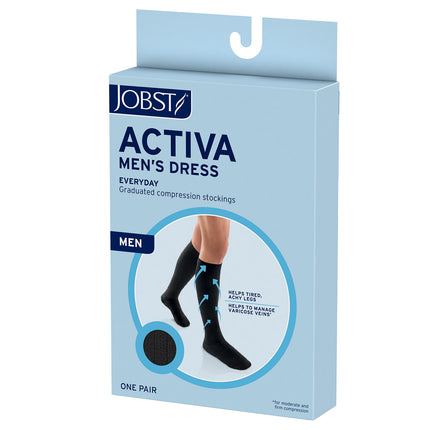 JOBST ACTIVA Men's Dress 20-30 mmHg Compression Socks Knee High, Closed Toe