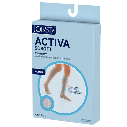 JOBST ACTIVA SoSoft 15-20 mmHg Compression Socks Knee High, Closed Toe, Brocade Design
