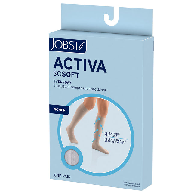 JOBST ACTIVA SoSoft 15-20 mmHg Compression Socks Knee High, Closed Toe, Brocade Design