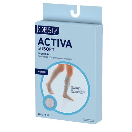 JOBST ACTIVA SoSoft 20-30 mmHg Compression Socks Knee High, Closed Toe, Brocade Design