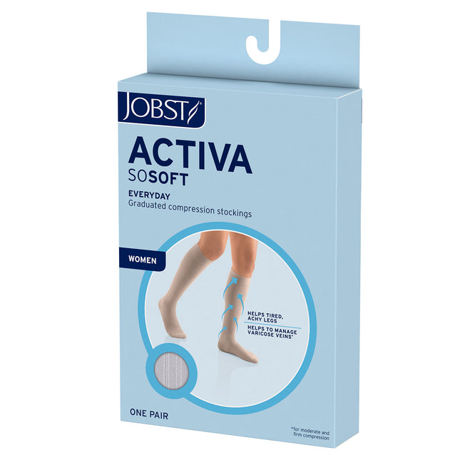 JOBST ACTIVA SoSoft 8-15 mmHg Compression Socks Knee High, Closed Toe, Ribbed Design