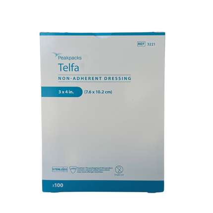 Peakpacks Telfa Non-Adherent Dressing, 3" x 4" (100 Count)