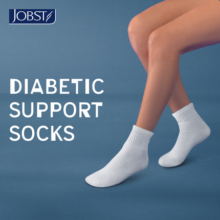 JOBST SensiFoot Diabetic Compression Socks, 8-15 mmHg, Mini-Crew, Closed Toe, White