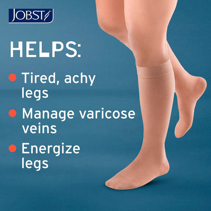 JOBST ACTIVA Opaque 15-20 mmHg Compression Socks Knee High, Closed Toe