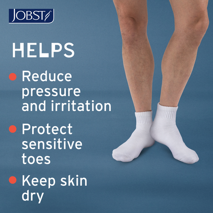 JOBST SensiFoot Diabetic Compression Socks, 8-15 mmHg, Mini-Crew, Closed Toe, White