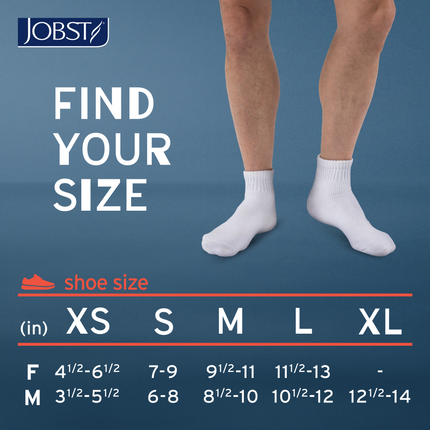JOBST SensiFoot Diabetic Compression Socks, 8-15 mmHg, Mini-Crew, Closed Toe, White