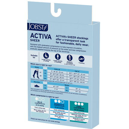 JOBST ACTIVA Sheer 15-20 mmHg Compression Socks Knee High, Closed Toe