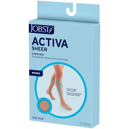 JOBST ACTIVA Sheer 20-30 mmHg Compression Socks Knee High, Closed Toe