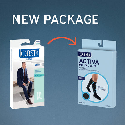 JOBST ACTIVA Men's Dress 20-30 mmHg Compression Socks Knee High, Closed Toe