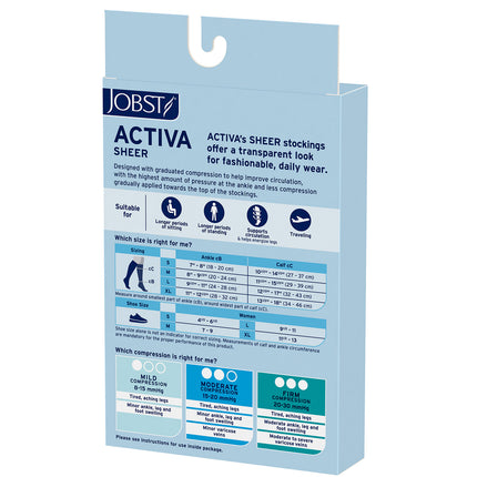 JOBST ACTIVA Sheer 20-30 mmHg Compression Socks Knee High, Closed Toe