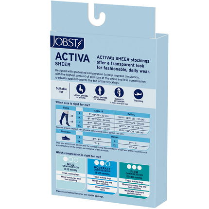 JOBST ACTIVA Sheer 8-15 mmHg Compression Stockings Thigh High with Lace Band, Closed Toe