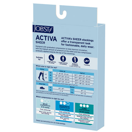 JOBST ACTIVA Sheer 15-20 mmHg Compression Stockings Thigh High with Lace Band with Lace Band, Closed Toe