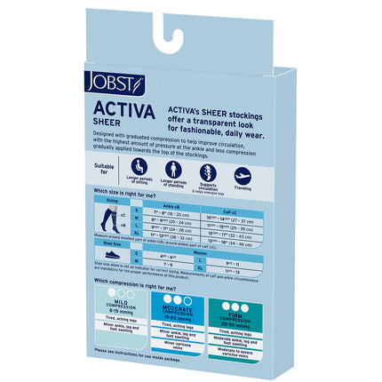 JOBST ACTIVA Sheer 8-15 mmHg Compression Stockings Waist High, Closed Toe