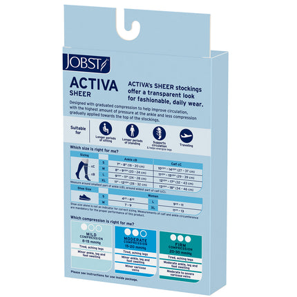JOBST ACTIVA Sheer 20-30 mmHg Compression Stockings Waist High, Closed Toe