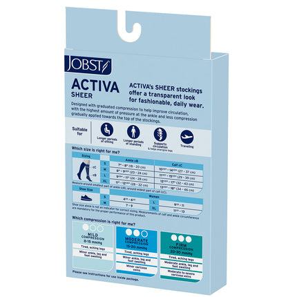 JOBST ACTIVA Sheer 20-30 mmHg Compression Stockings Thigh High with Lace Band with Lace Band, Closed Toe
