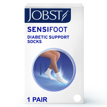 JOBST SensiFoot Diabetic Compression Socks, 8-15 mmHg, Mini-Crew, Closed Toe, White