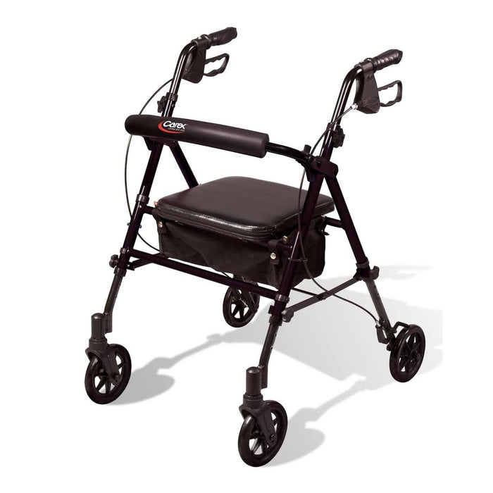 Carex Step 'N Rest Aluminum Rollator, Black