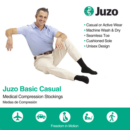 Juzo Basic Casual Compression Socks, 15-20 mmHg, Knee High, Closed Toe - HV Supply