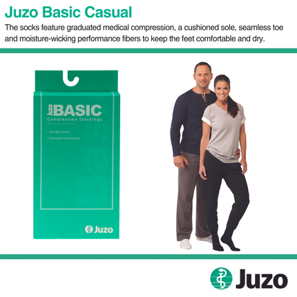 Juzo Basic Casual Compression Socks, 15-20 mmHg, Knee High, Closed Toe - HV Supply