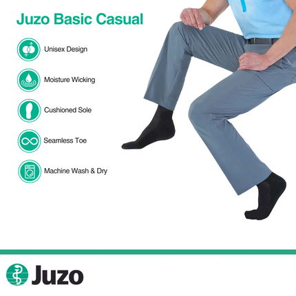 Juzo Basic Casual Compression Socks, 15-20 mmHg, Knee High, Closed Toe - HV Supply