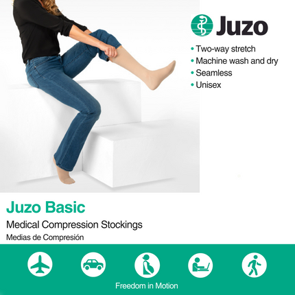 Juzo Basic Compression Stockings, 20-30 mmHg, Pantyhose, Open Toe - HV Supply