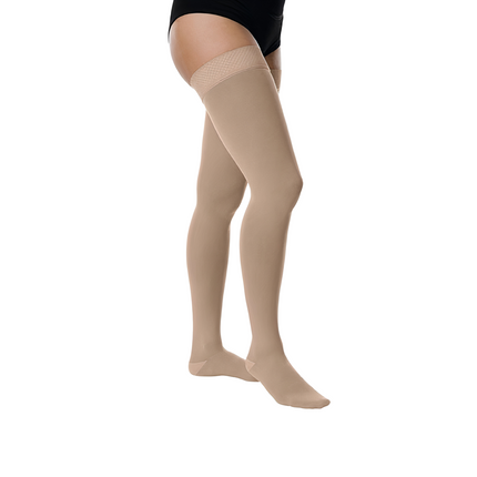 Juzo Basic Compression Stockings, 15-20 mmHg, Thigh High, Silicone Band, Closed Toe - HV Supply