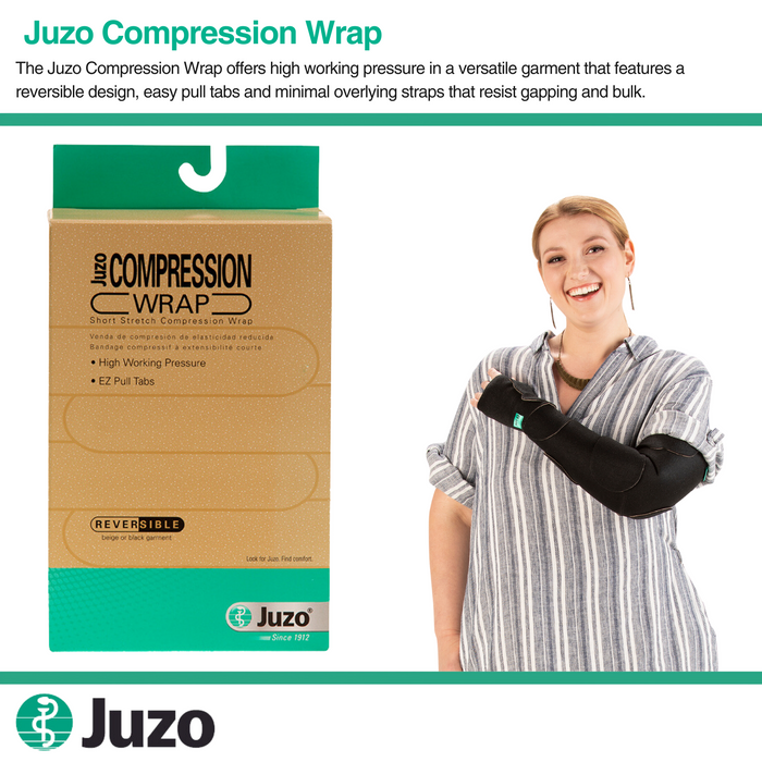 Juzo Short Stretch Compression Wraps, Knee High Liner, Close Toe, Black - HV Supply