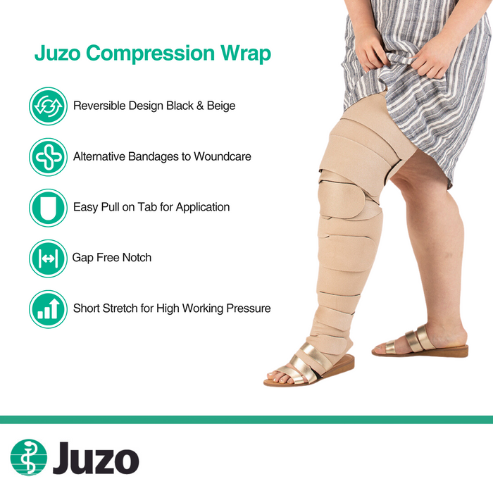 Graduated Compression Wraps Juzo Short Stretch Compression Wraps, 30-60 mmHg, Knee Wrap, Double Si ...