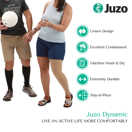 Juzo Dynamic Compression Stockings, 20-30 mmHg, Knee High, 5 CM Silicone Band, Open Toe - HV Supply