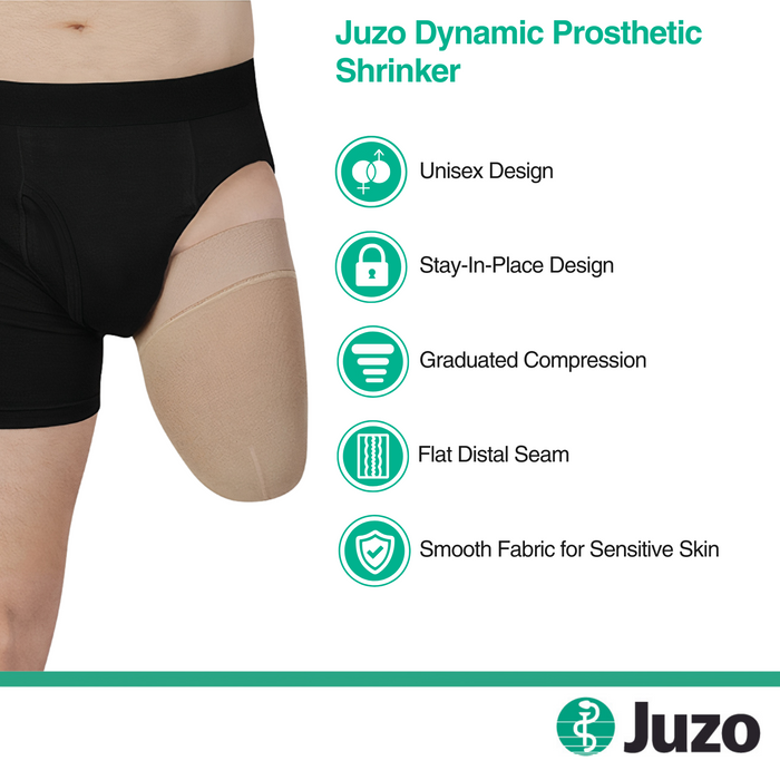 Juzo Dynamic Prosthetic Shrinker, Above Knee, Hip Attachment, 20-30 mmHg, Beige - HV Supply