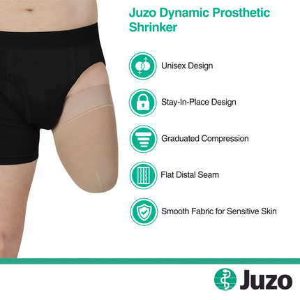 Juzo Dynamic Prosthetic Shrinker, Below Knee, 20-30 mmHg, Silicone Band, Beige - HV Supply