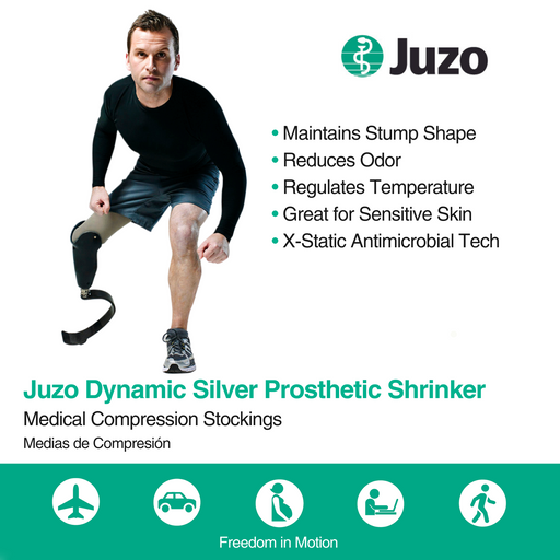 Juzo Dynamic Silver Prosthetic Shrinker, Below Knee, 20-30 mmHg, Beige - HV Supply