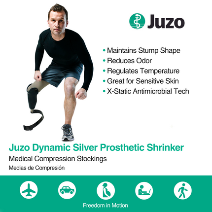 Juzo Dynamic Silver Prosthetic Shrinker, Above Knee, 30-40 mmHg, Beige - HV Supply