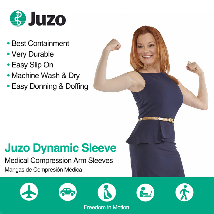 Juzo Dynamic Compression Arm Sleeve 20-30 mmHg w/ Shoulder Strap, Beige - HV Supply