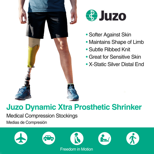 Juzo Dynamic Xtra Prosthetic Shrinker, Below Knee, 30-40 mmHg, Black - HV Supply
