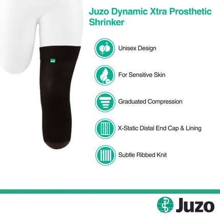 Juzo Dynamic Xtra Prosthetic Shrinker, Above Knee, 30-40 mmHg, Black - HV Supply