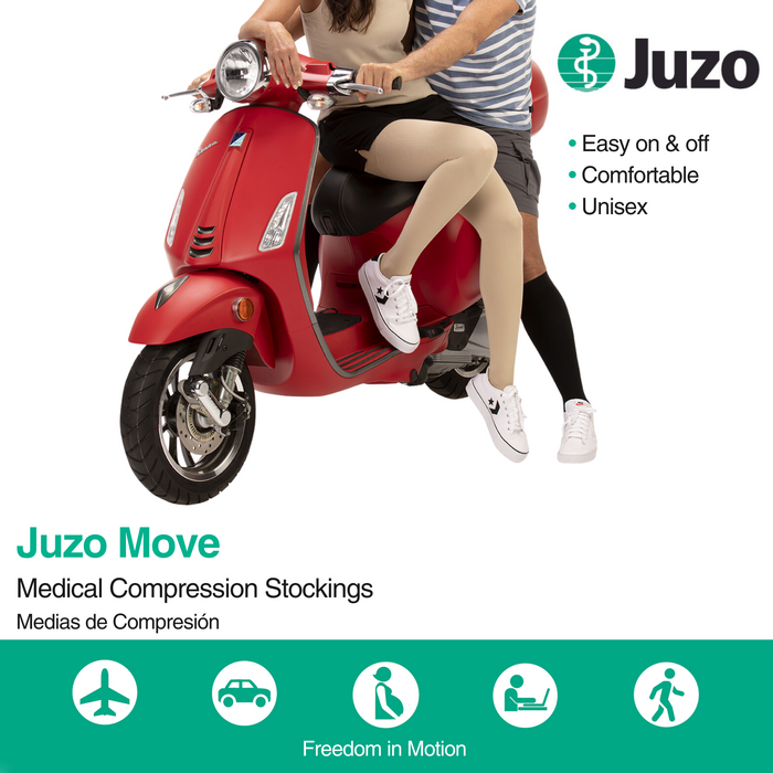Juzo Move Compression Stockings, 30-40 mmHg, Thigh High, Silicone Band, Open Toe - HV Supply