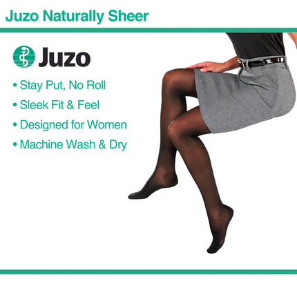 Juzo Naturally Sheer Compression Stockings, 20-30 mmHg, Pantyhose, Closed Toe - HV Supply