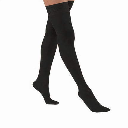 Juzo Naturally Sheer Compression Stockings, 15-20 mmHg, Microdot Silicone Band, Thigh High, Closed Toe - HV Supply