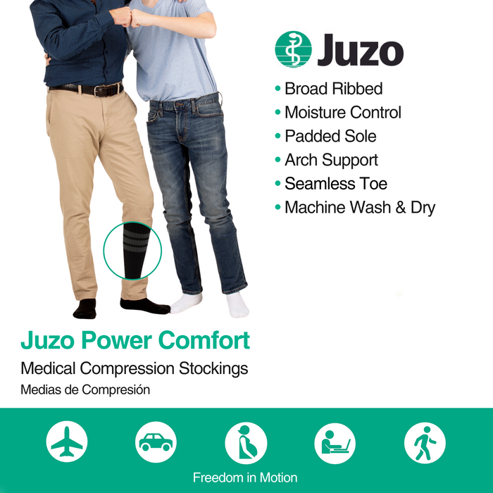 Juzo Power Comfort Socks, 15-20 mmHg, Knee High, Closed Toe - HV Supply