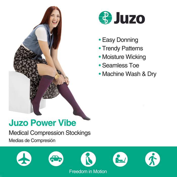 Juzo Power Vibe Compression Socks, 15-20 mmHg, Knee High, Closed Toe - HV Supply