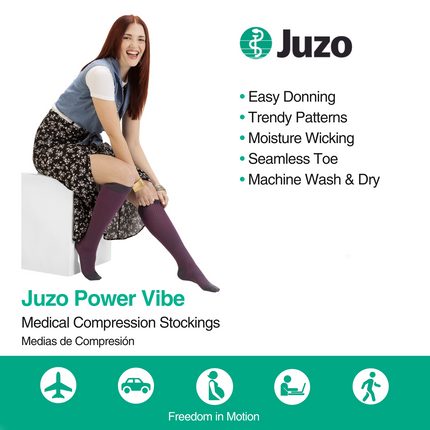 Juzo Power Vibe Compression Socks, 20-30 mmHg, Knee High, Closed Toe - HV Supply