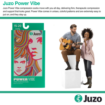 Juzo Power Vibe Compression Socks, 15-20 mmHg, Knee High, Closed Toe - HV Supply