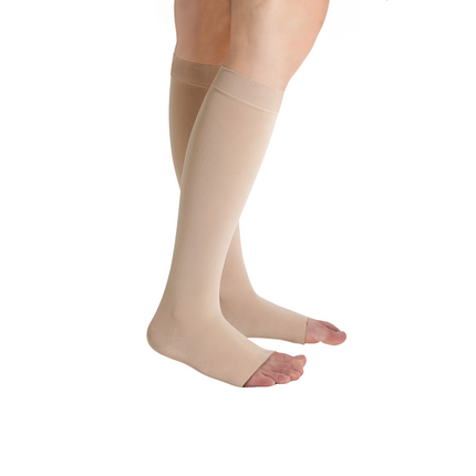 Juzo Soft Compression Stockings, 15-20 mmHg, Knee High, Silicone Band, Open Toe - HV Supply