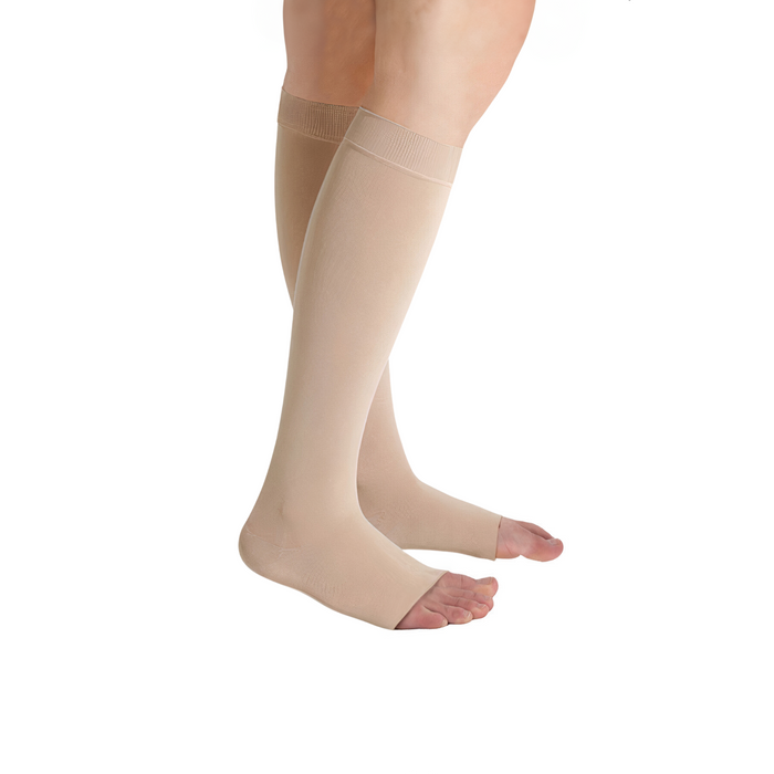 Juzo Soft Compression Stockings, 20-30 mmHg, Knee High, Silicone Band, Open Toe - HV Supply