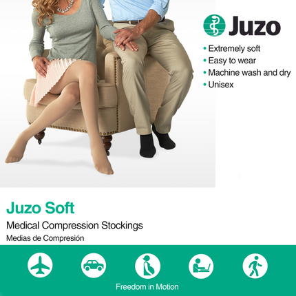 Juzo Soft Compression Stockings, 15-20 mmHg, Knee High, Open Toe - HV Supply